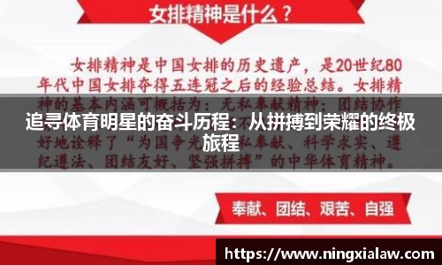 追寻体育明星的奋斗历程：从拼搏到荣耀的终极旅程